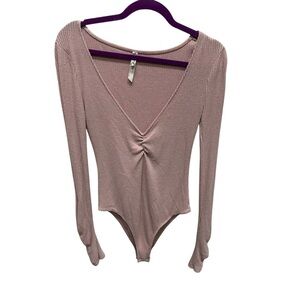 Free People Bodysuit Ribbed Dusty Rose Women Size small ballerina core